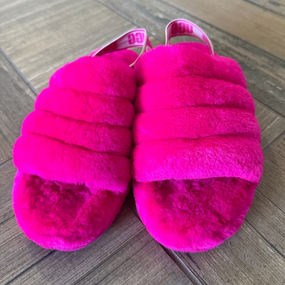 Ugg pink fluff yeah slides - image 2